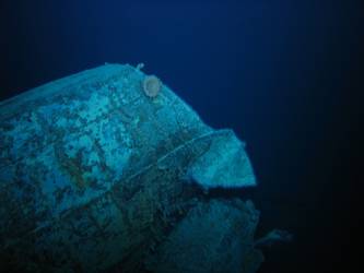 Stbd side of ship's inverted bow